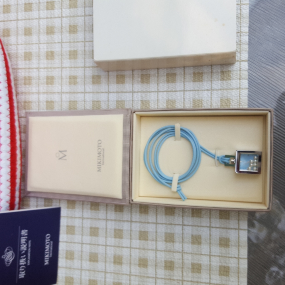 MIKIMOTO stainless steel floating Watch Pendant Necklace